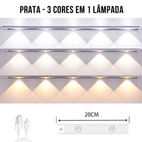 Barra Luminaria LED Regulável em 3 Cores com Sensor de Presença
