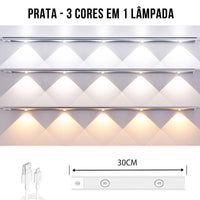 Barra Luminaria LED Regulável em 3 Cores com Sensor de Presença