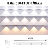 Barra Luminaria LED Regulável em 3 Cores com Sensor de Presença
