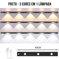 Barra Luminaria LED Regulável em 3 Cores com Sensor de Presença
